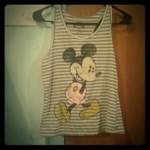 A stripped mickey mouse shirt.